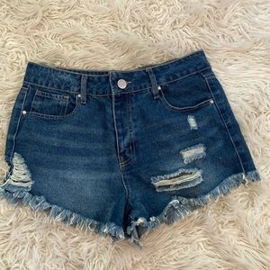 Cut off jean shorts.